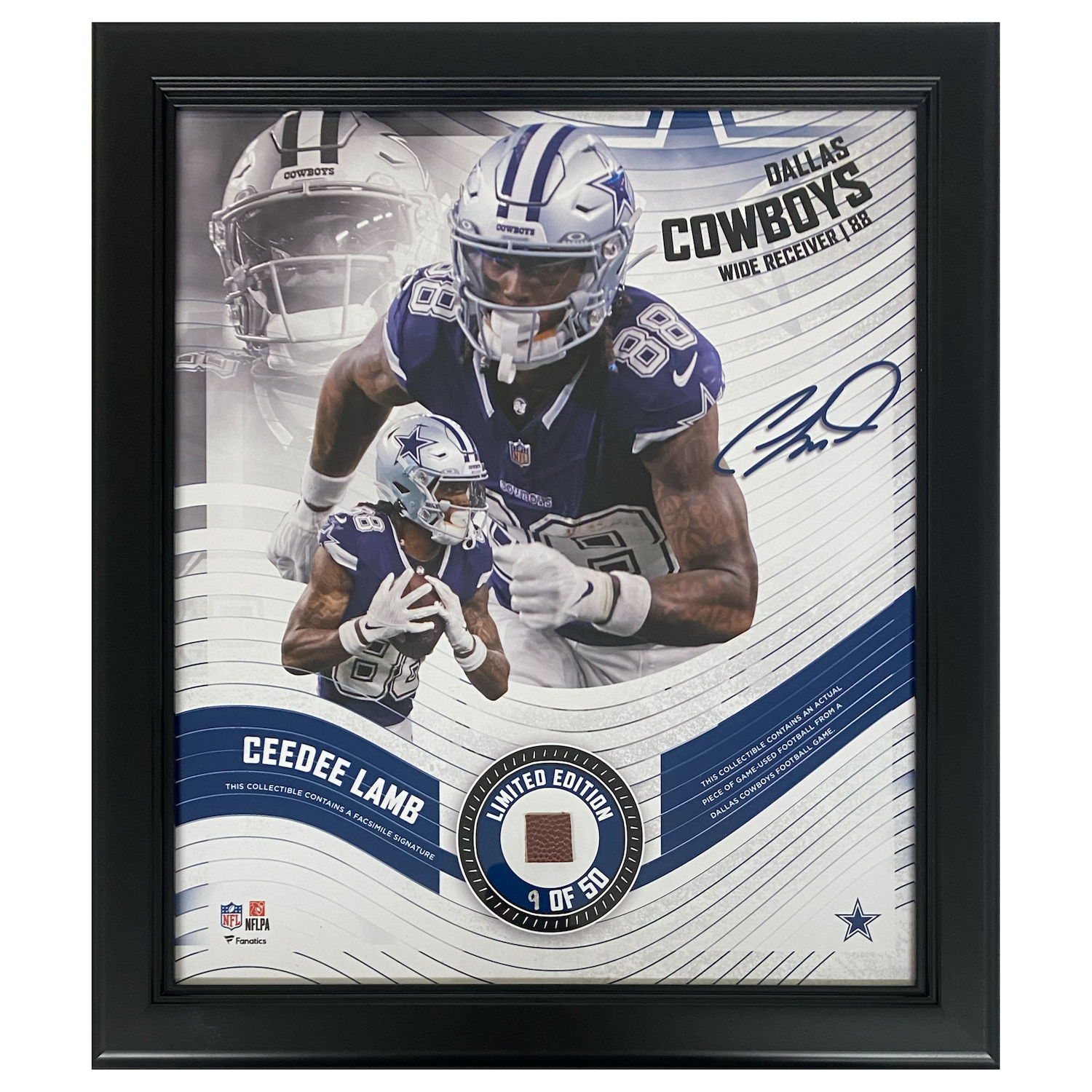 CeeDee Lamb Dallas Cowboys Framed 15" x 17" Game Used Football Collage LE 50