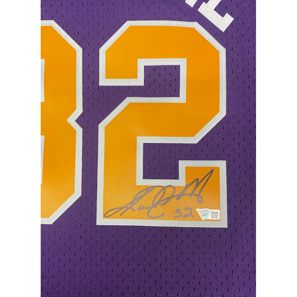KARL MALONE Autographed Utah Jazz M&N 1991 Purple Road Jersey FANATICS