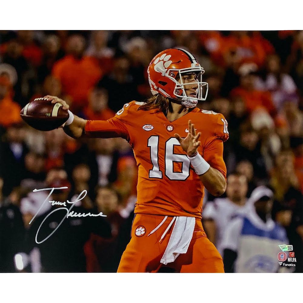 TREVOR LAWRENCE Autographed Clemson Tigers "Passing" 16" x 20" Photograph FANATICS