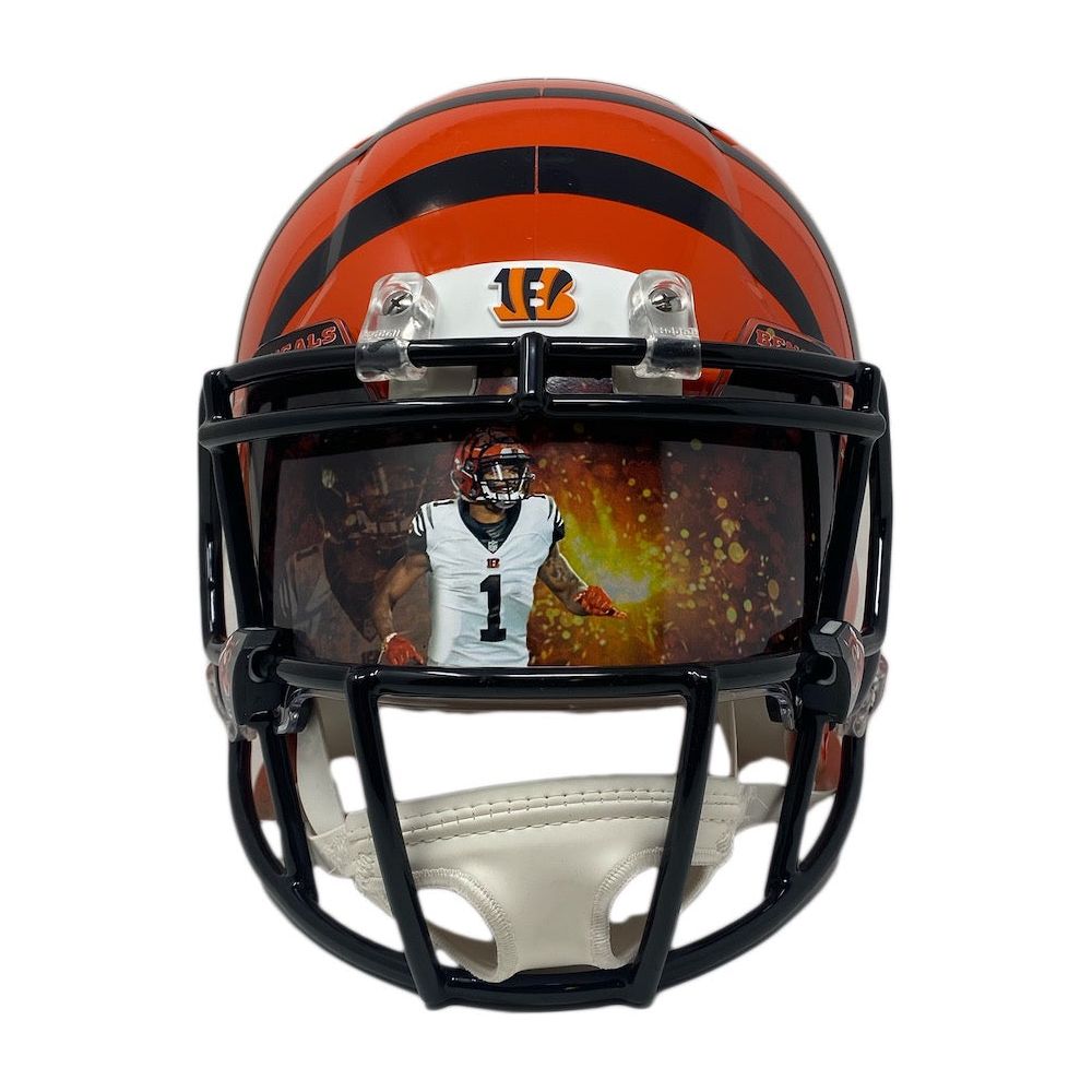 JA'MARR CHASE Autographed Bengals Custom Visor Speed Authentic Helmet FANATICS