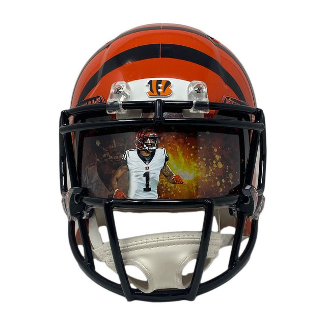 JA'MARR CHASE Autographed Bengals Custom Visor Speed Authentic Helmet FANATICS