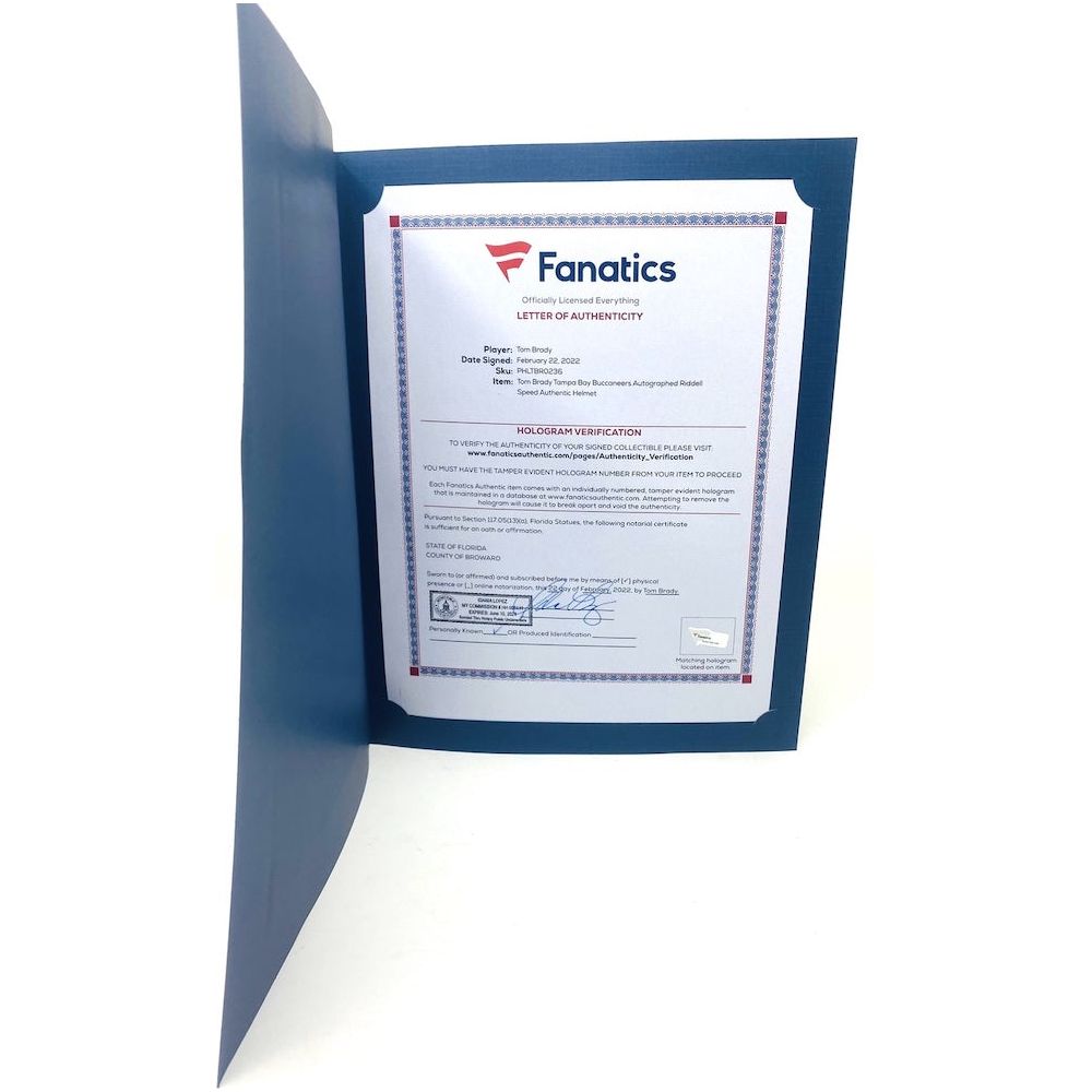 TOM BRADY Autographed Buccaneers HOF Visor Authentic Speed Helmet FANATICS