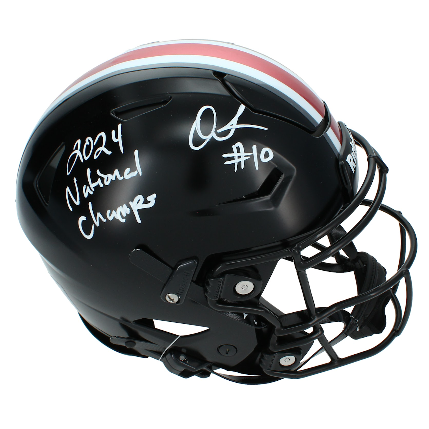 Quinshon Judkins Autographed & Inscribed "24 National Champs" Ohio State Buckeyes Black Alternate Speedflex Authentic Helmet Beckett