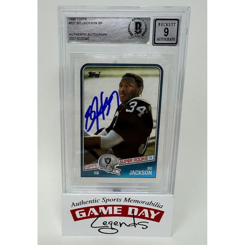 Bo Jackson Autographed Raiders 1988 Topps #327 RC Rookie Card Raiders BAS 9 Auto