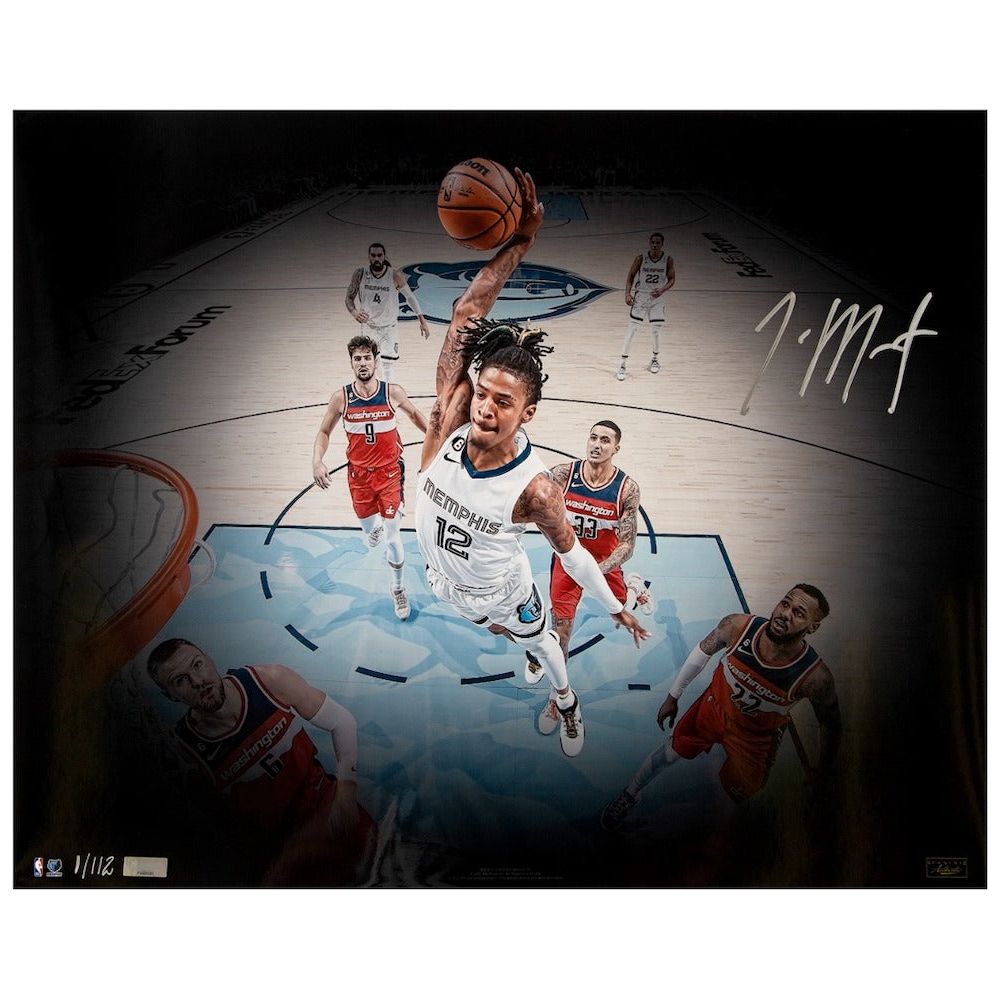 JA MORANT Autographed Grizzlies "Rim Rocker" 16" x 20" Photograph PANINI LE 112