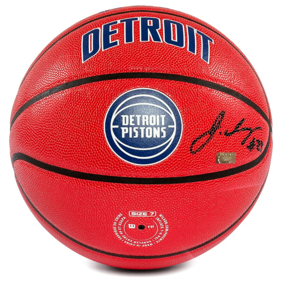 JADEN IVEY Autographed Detroit Pistons 75th Anniversary City Edition Basketball PANINI