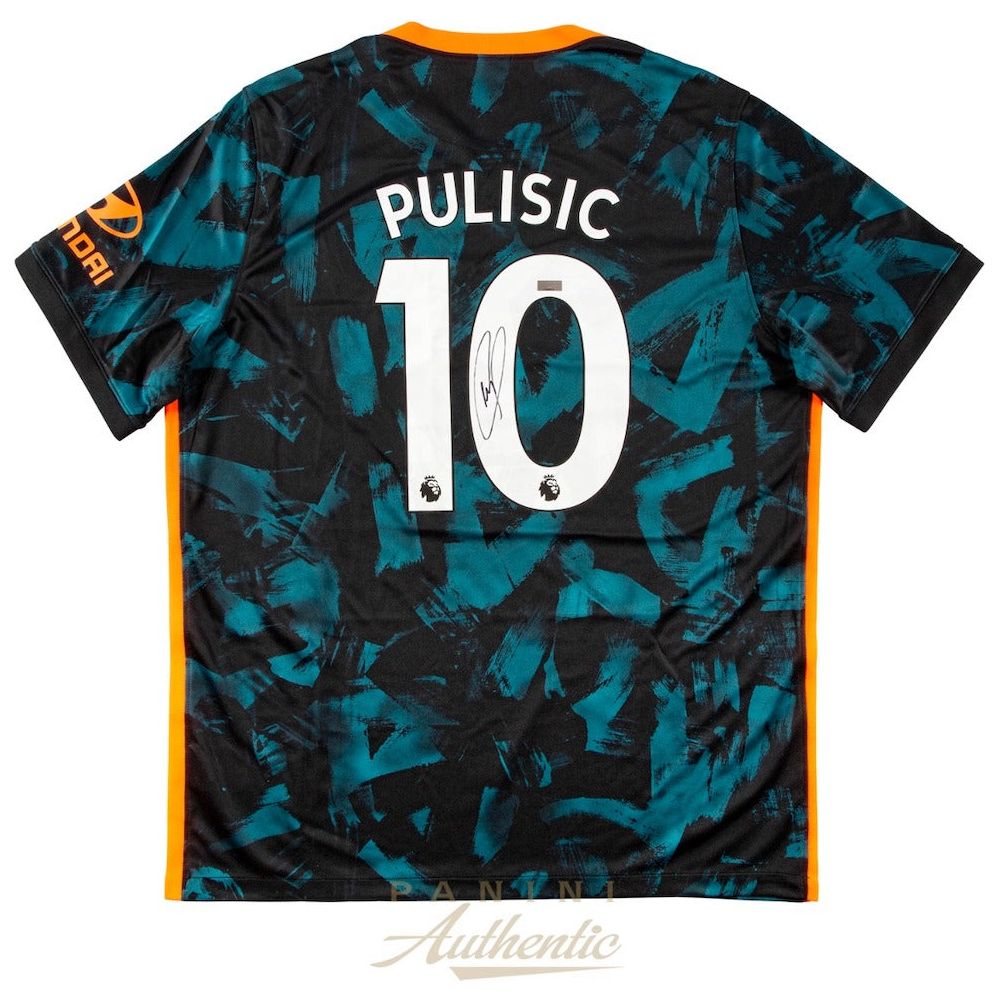 CHRISTIAN PULISIC Autographed 2021-22 Chelsea FC #10 Third Jersey PANINI