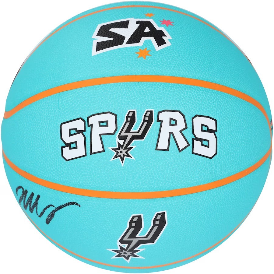 Victor Wembanyama Autographed San Antonio Spurs Turquoise City Edition Basketball Fanatics