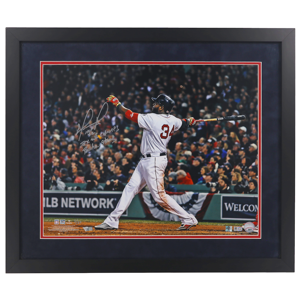 David Ortiz Autographed Boston Red Sox "3x WS Champs, HOF 22" Framed Photograph Fanatics LE 34