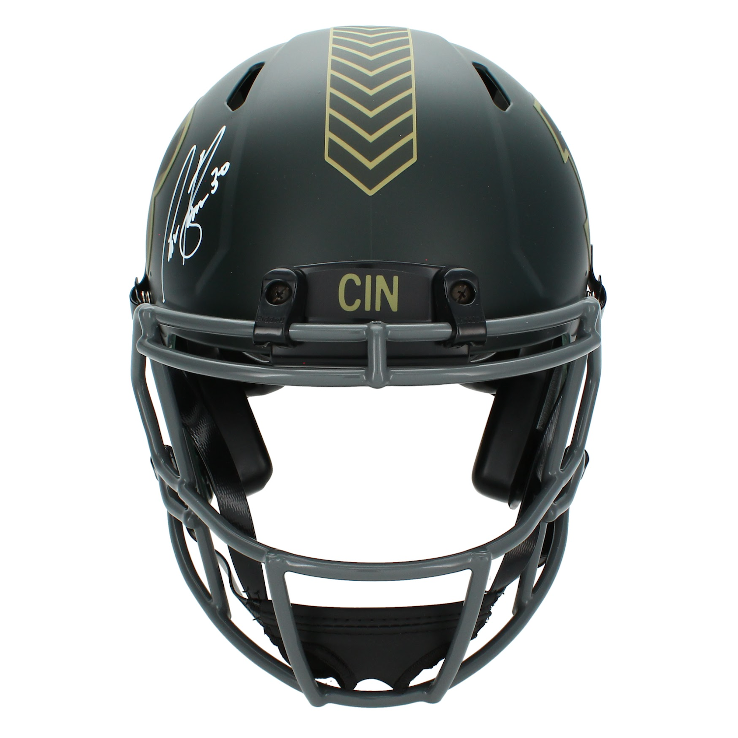 Chase Brown Autographed Cincinnati Bengals 2025 Salute to Service Speed Authentic Helmet Beckett