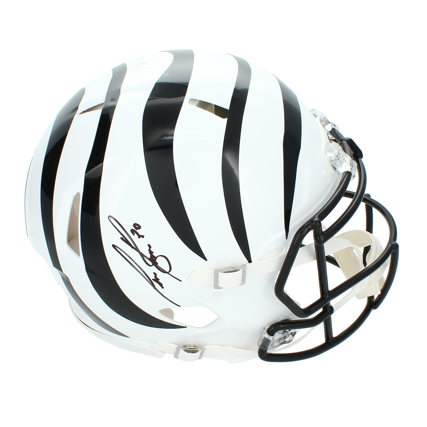 Chase Brown Autographed Cincinnati Bengals Alternate White Speed Authentic Helmet Beckett