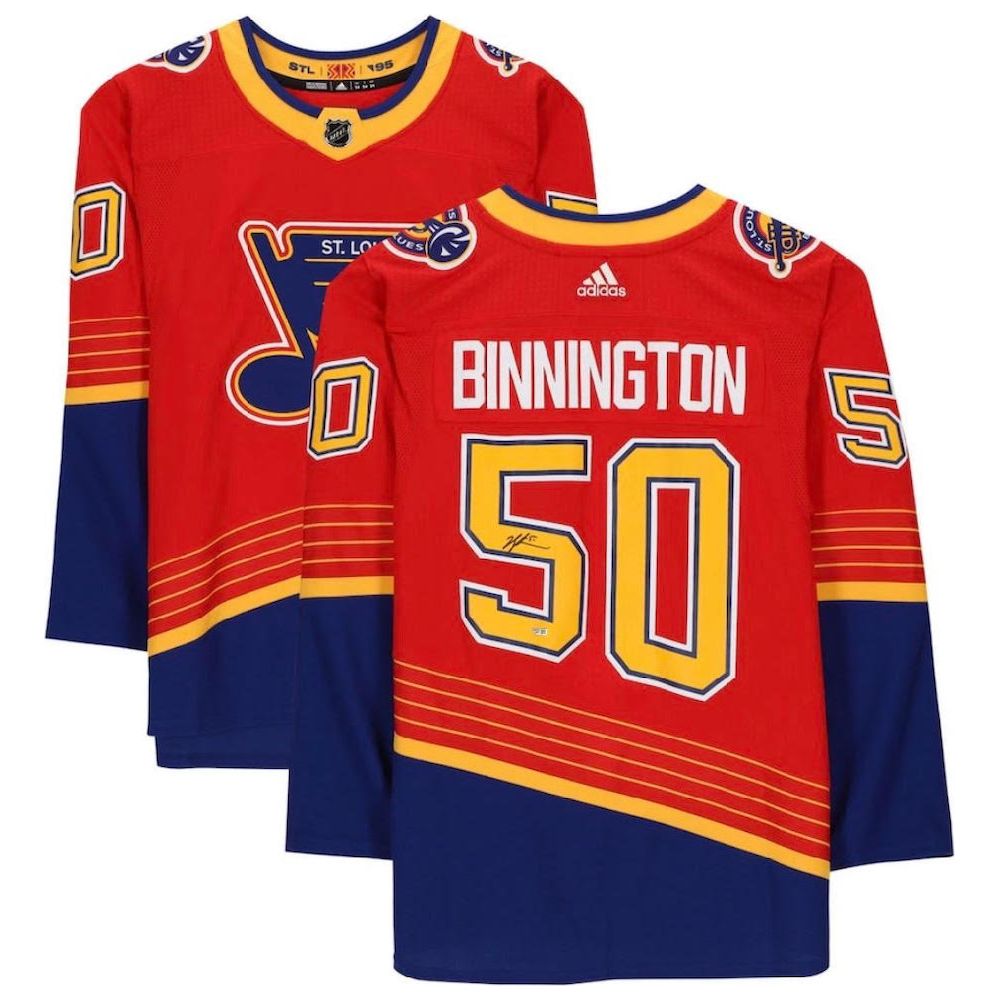 JORDAN BINNINGTON Autographed St. Louis Blues Reverse Retro Authentic Jersey FANATICS
