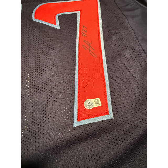 Woody Marks Houston Texans Autographed Navy Blue/Red Alternate #27 Custom Jersey Beckett