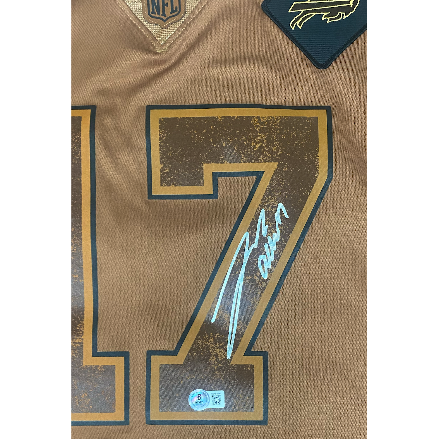 Josh Allen Autographed (Front) Bills Salute To Service Limited Jersey Beckett