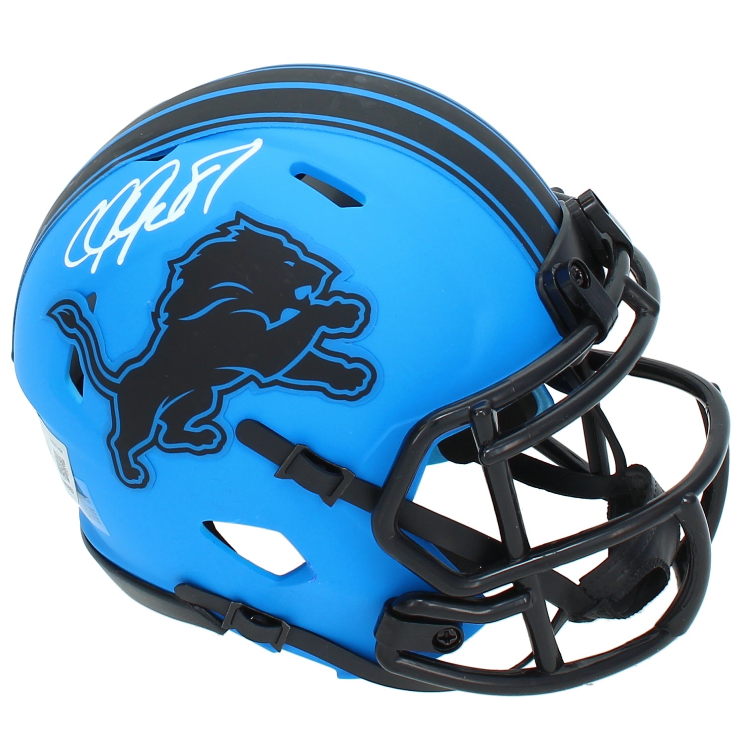 Calvin Johnson Autographed Detroit Lions RAVE Speed Mini Helmet Beckett