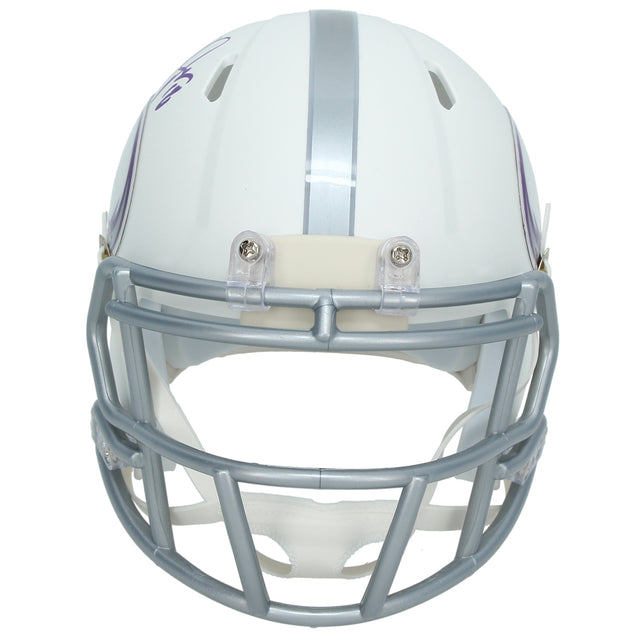 Justin Jefferson Autographed Minnesota Vikings White 2024 Alternate Speed Mini Helmet Beckett