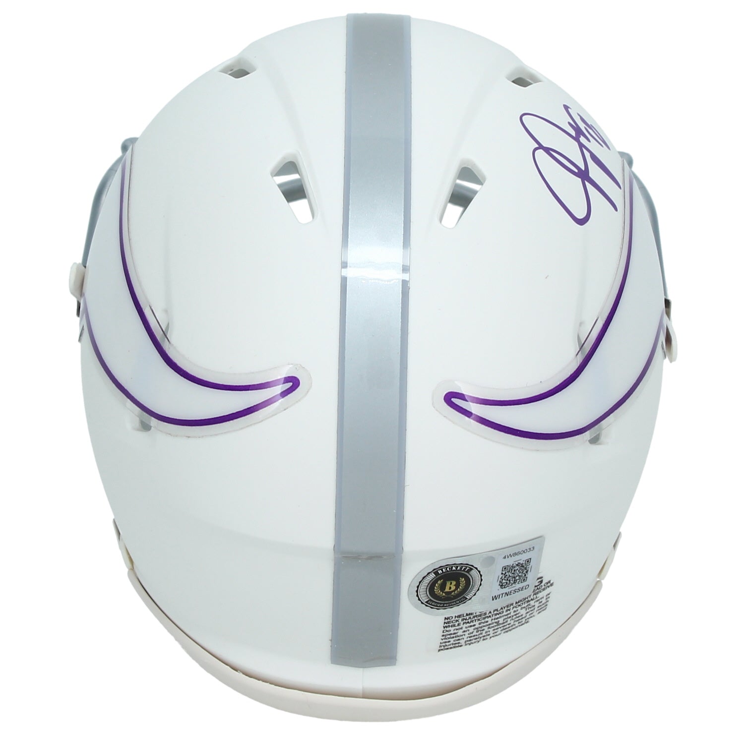 Justin Jefferson Autographed Minnesota Vikings White 2024 Alternate Speed Mini Helmet Beckett