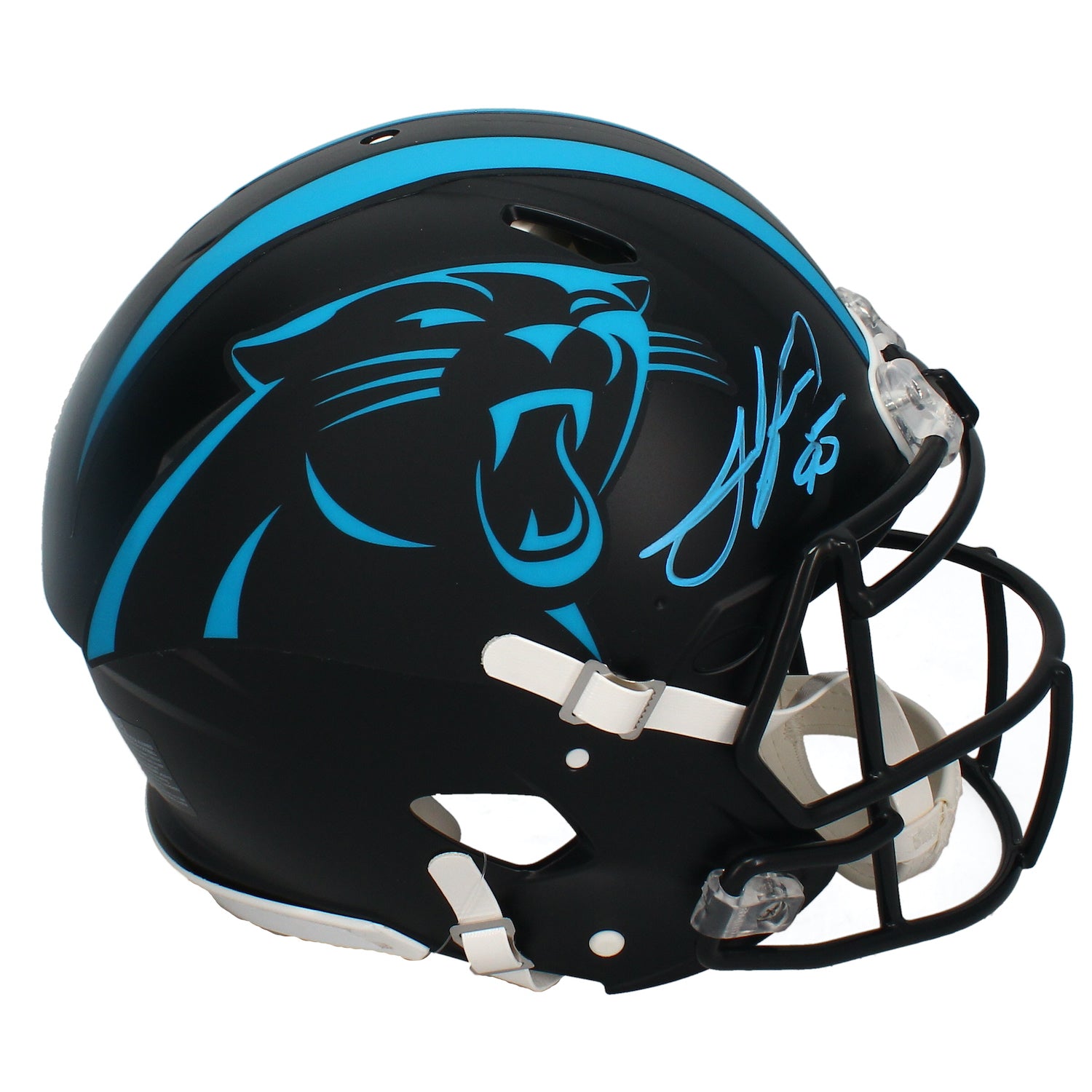 Julius Peppers Autographed Carolina Panthers Black Alternate Authentic Helmet Beckett