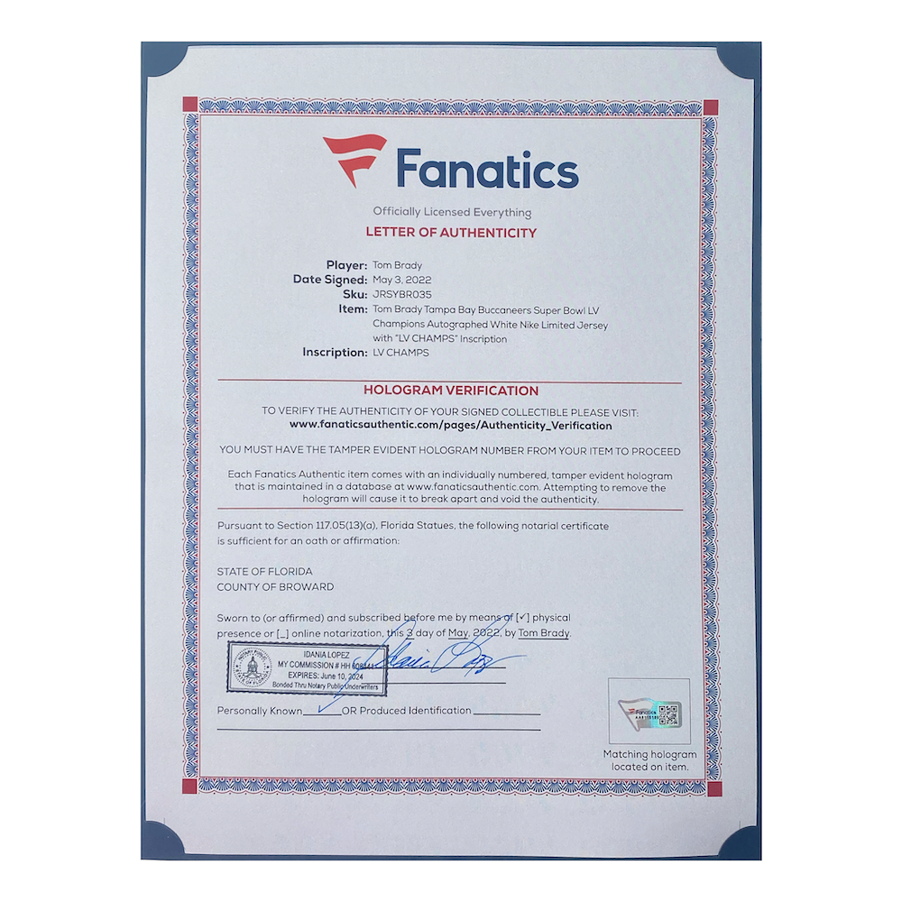 TOM BRADY Autographed "SB LV Champs" Buccaneers Nike Limited Jersey FANATICS