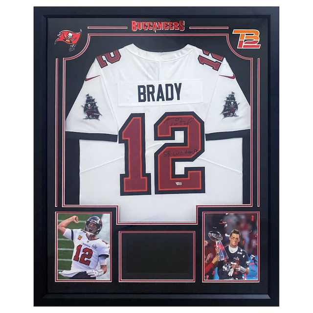 Tom Brady Autographed "SB LV Champs" Framed Nike Jersey w/ Monitor Fanatics