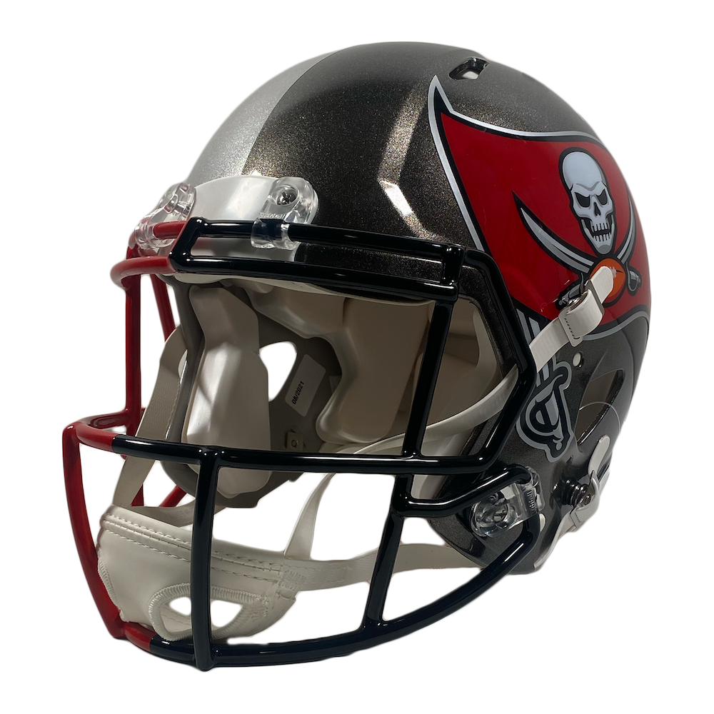 TOM BRADY Autographed Patriots / Buccaneers Split Authentic Helmet FANATICS