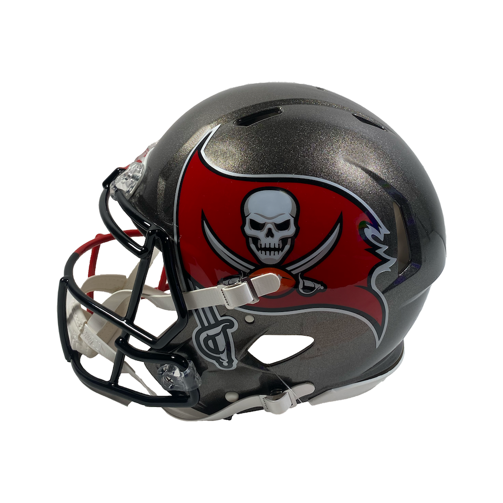 TOM BRADY Autographed Buccaneers / Patriots Split Authentic Helmet FANATICS