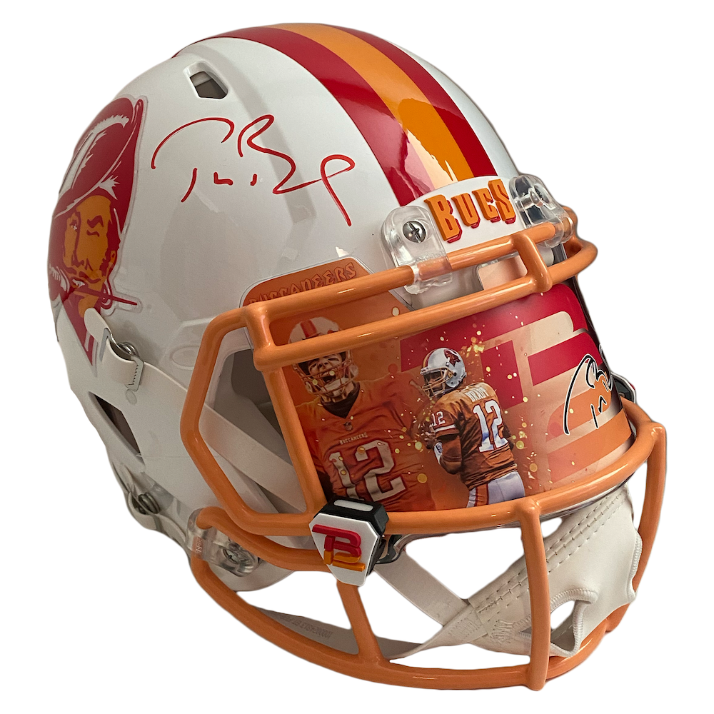 TOM BRADY Autographed Bucs Throwback Custom Visor Authentic Helmet FANATICS