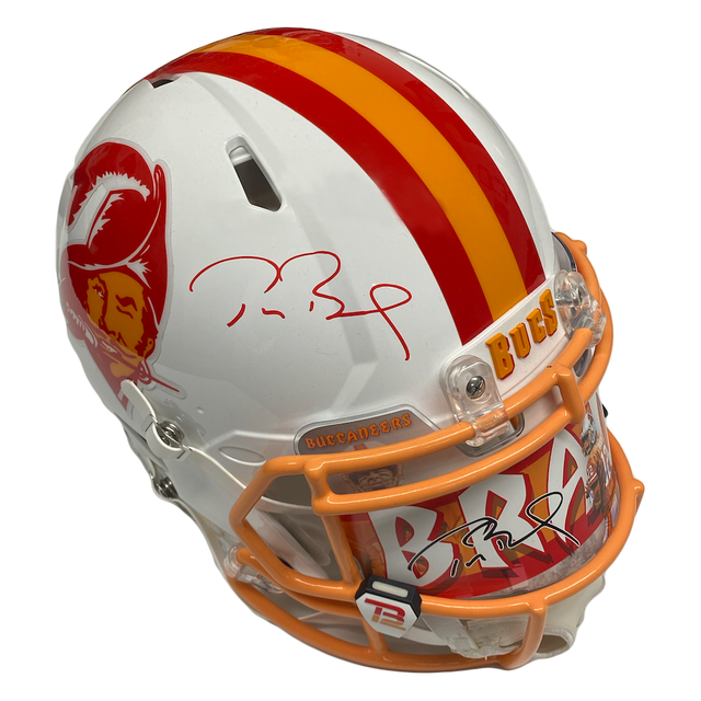TOM BRADY Autographed Throwback Bucs Custom Visor Authentic Helmet FANATICS