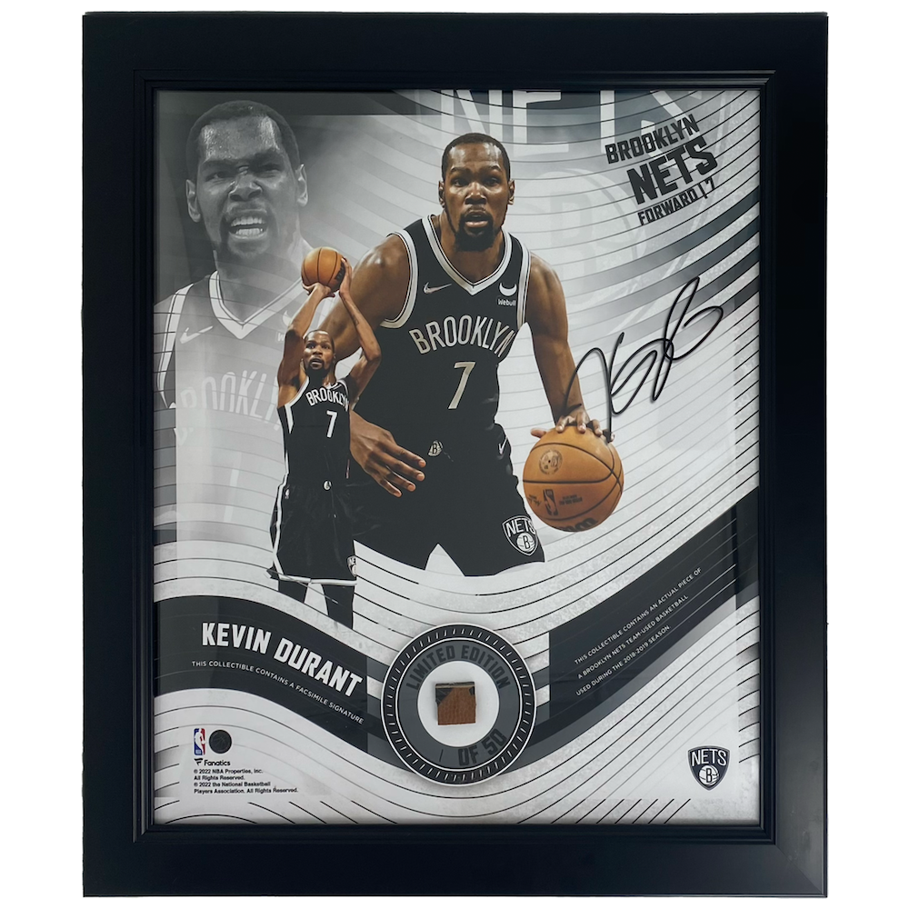 KEVIN DURANT Brooklyn Nets Framed 15" x 17" Game Used Basketball Collage LE 1/50
