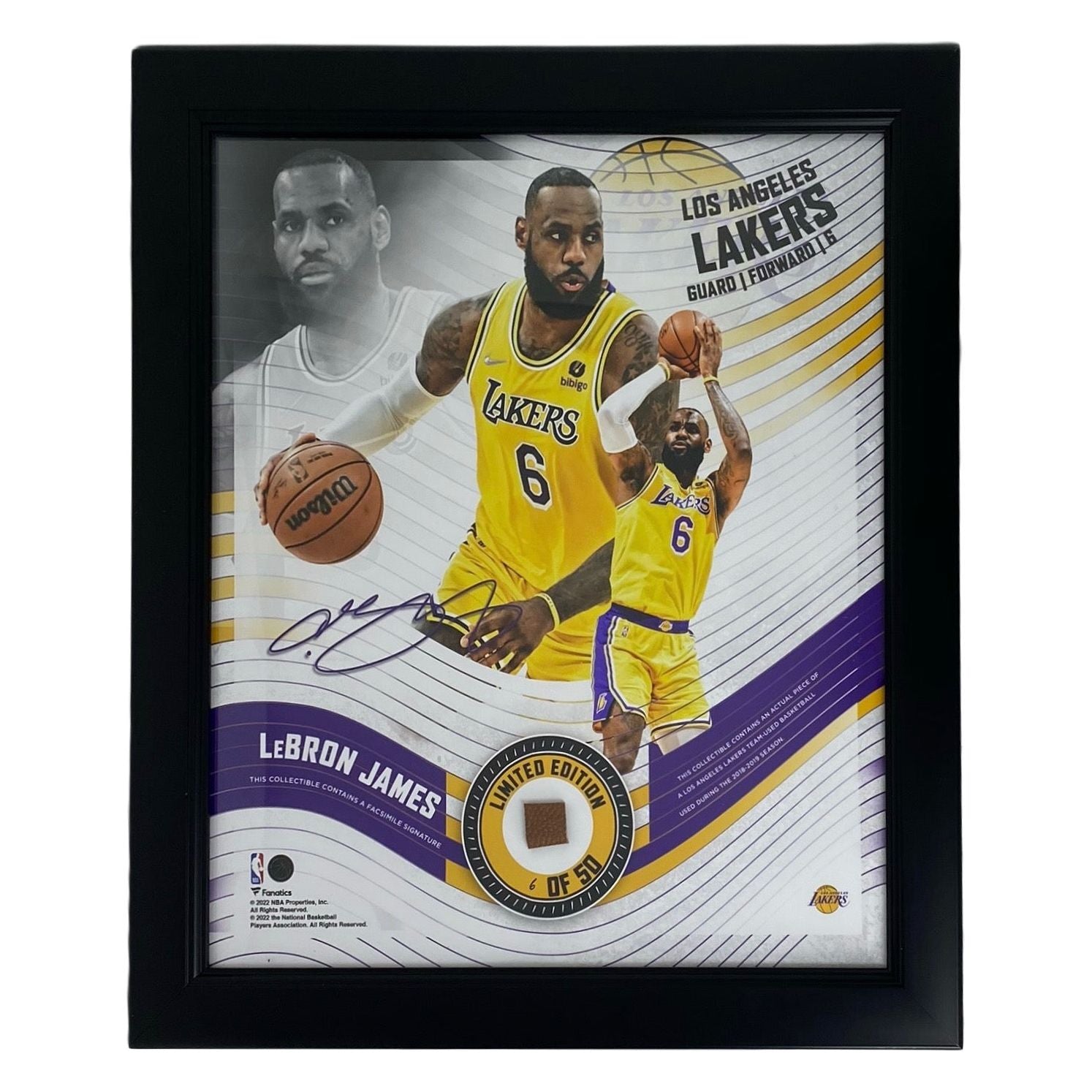 LEBRON JAMES Lakers #6 Framed 15" x 17" Game Used Basketball Collage LE 50