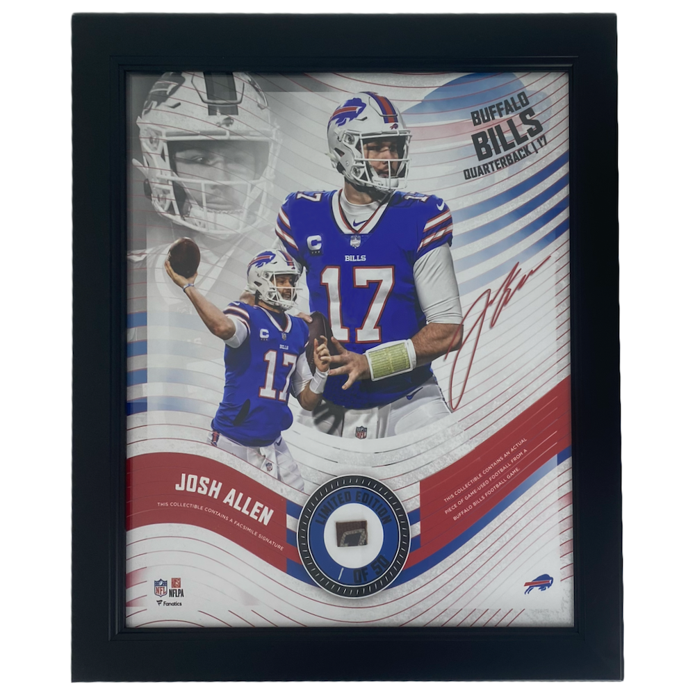 JOSH ALLEN Buffalo Bills Framed 15" x 17" Game Used Football Collage LE 1/50