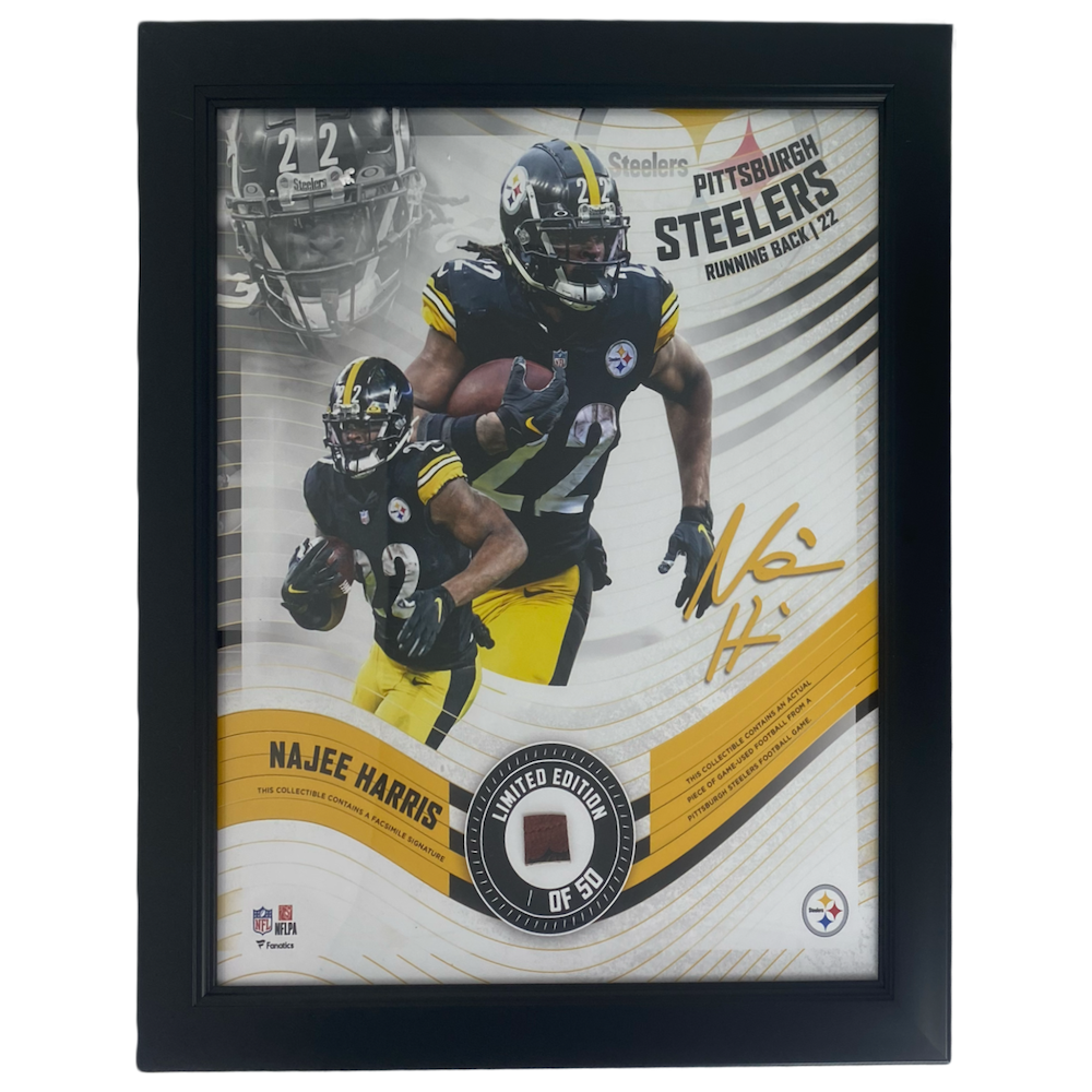 NAJEE HARRIS Steelers Framed 15" x 17" Game Used Football Collage LE 1/50