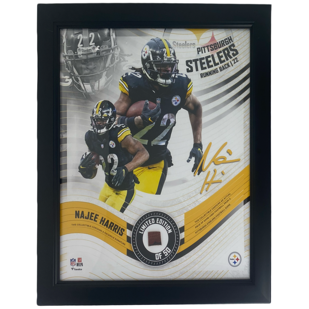 NAJEE HARRIS Steelers Framed 15" x 17" Game Used Football Collage LE 50