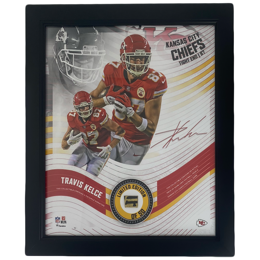 TRAVIS KELCE Chiefs Framed 15" x 17" Game Used Football Collage LE 50