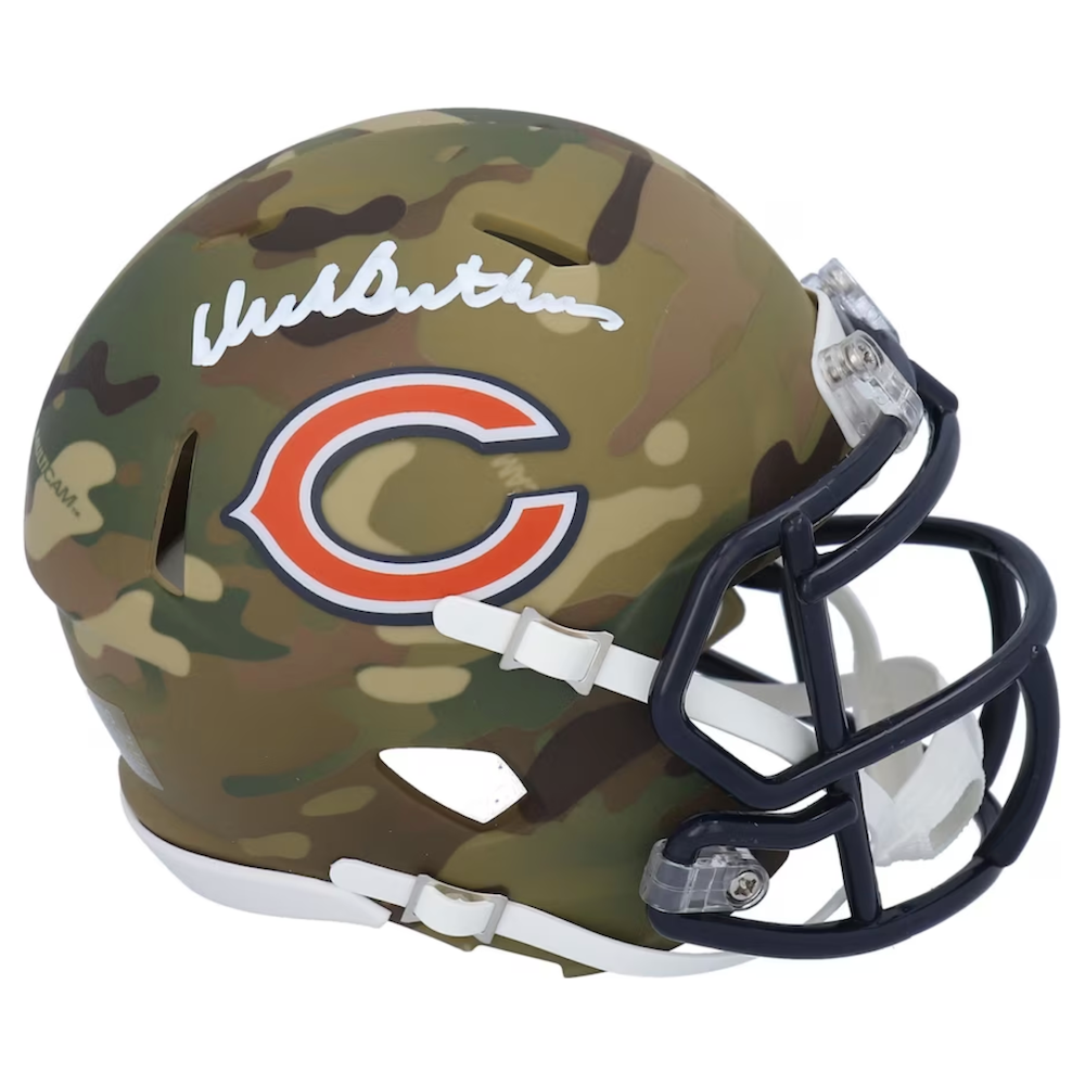DICK BUTKUS Autographed Chicago Bears Camo Mini Speed Helmet FANATICS