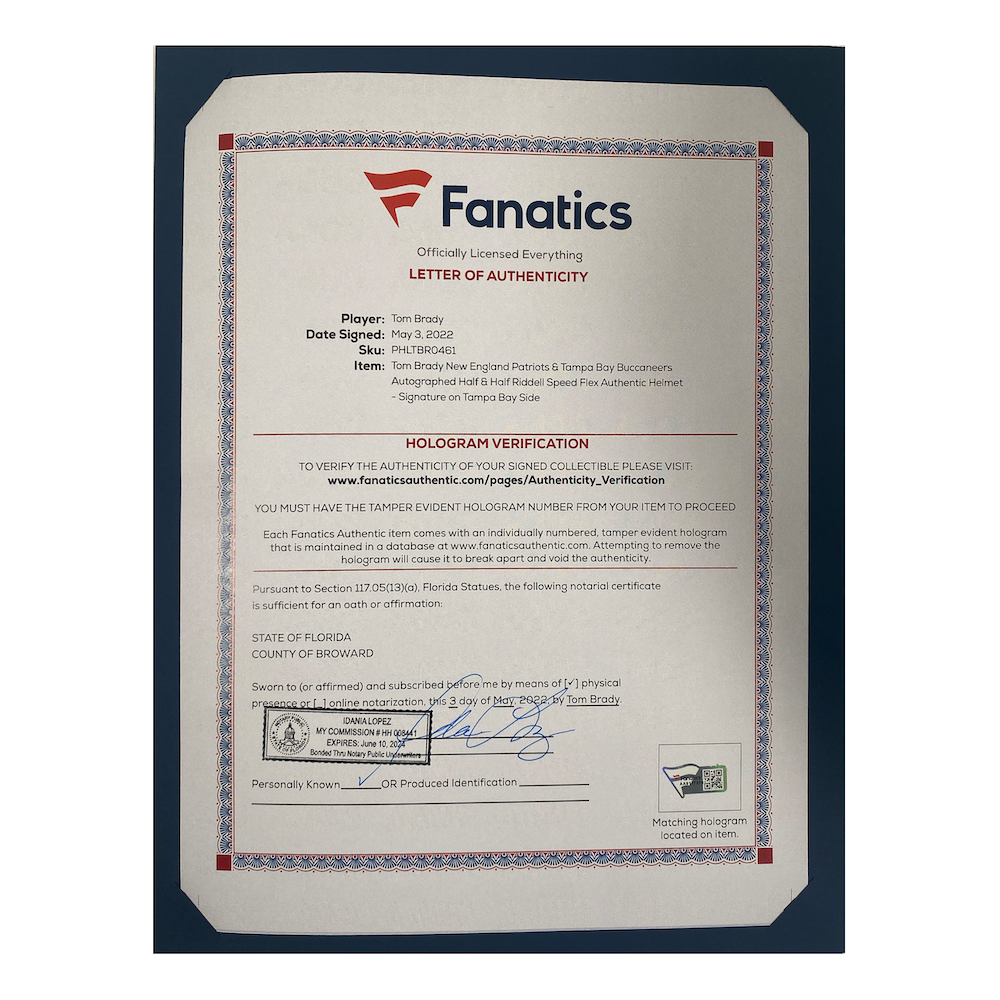 TOM BRADY Autographed Buccaneers / Patriots Authentic Speed Flex Helmet FANATICS