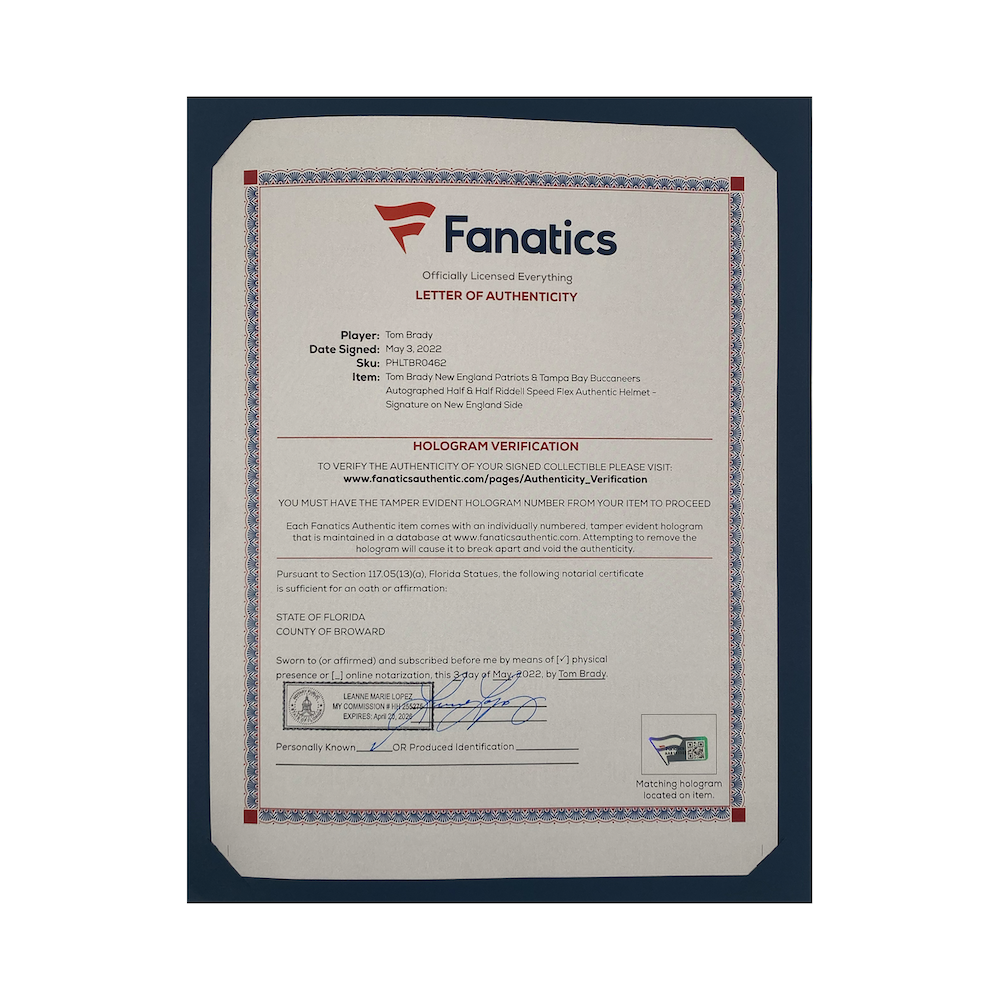 Tom Brady Autographed Patriots / Buccaneers Authentic Speedflex Helmet Fanatics