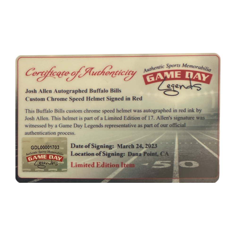 Josh Allen Autographed Bills Chromed Speed Authentic Helmet Beckett / GDL LE 17