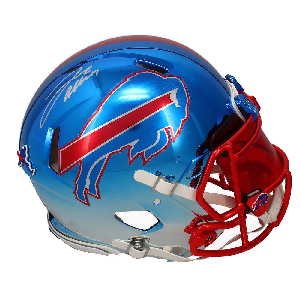 Josh Allen Autographed (Silver) Bills Chromed Authentic Helmet Beckett GDL LE 17