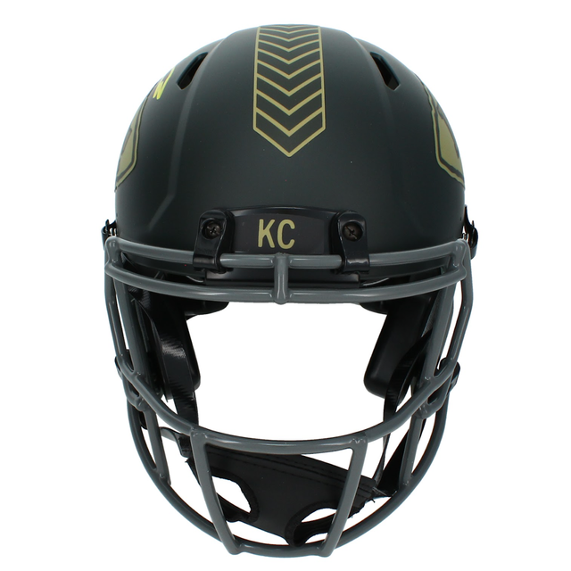Kenneth Walker III Autographed (in Yellow) Kansas City Chiefs 2025 Salute to Service Speed Authentic Helmet Beckett
