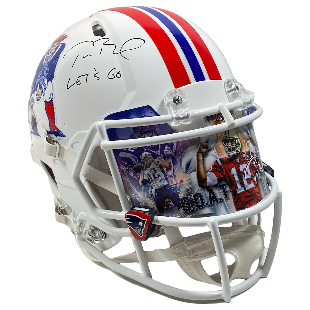 TOM BRADY Autographed "Let's Go" Custom Visor Patriots Helmet FANATICS LE 12