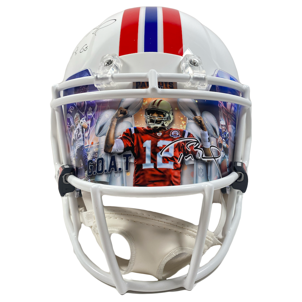 TOM BRADY Autographed "Let's Go" Custom Visor Patriots Helmet FANATICS LE 12