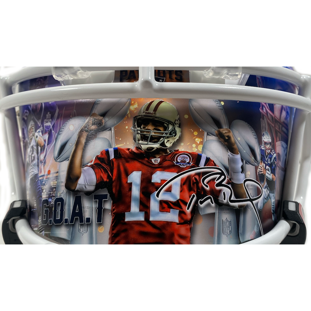 TOM BRADY Autographed "Let's Go" Custom Visor Patriots Helmet FANATICS LE 12