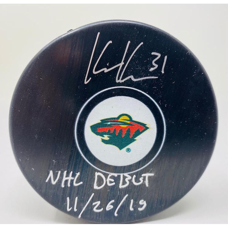 KAAPO KAHKONEN Autographed Minnesota Wild "NHL Debut 11/26/19" Official Puck FANATICS