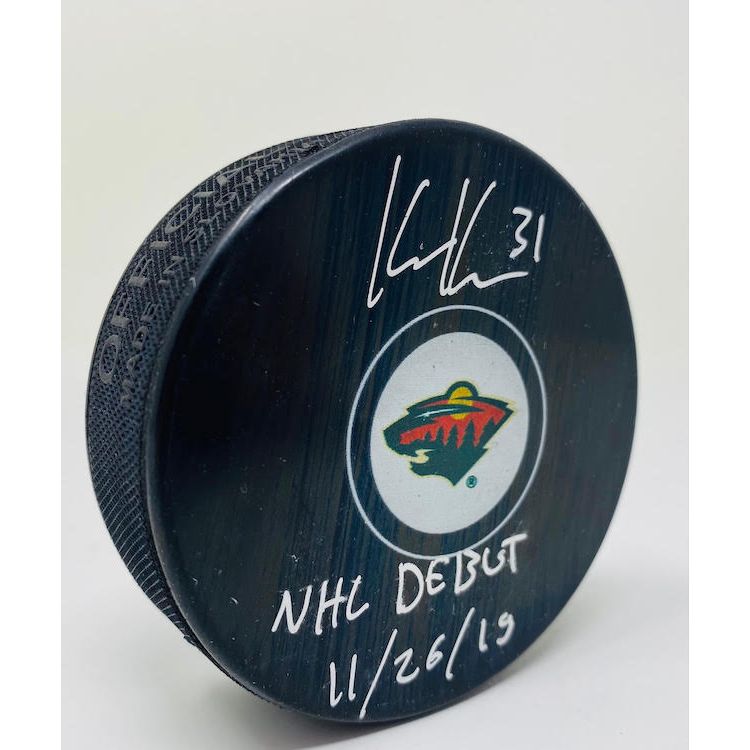 KAAPO KAHKONEN Autographed Minnesota Wild "NHL Debut 11/26/19" Official Puck FANATICS