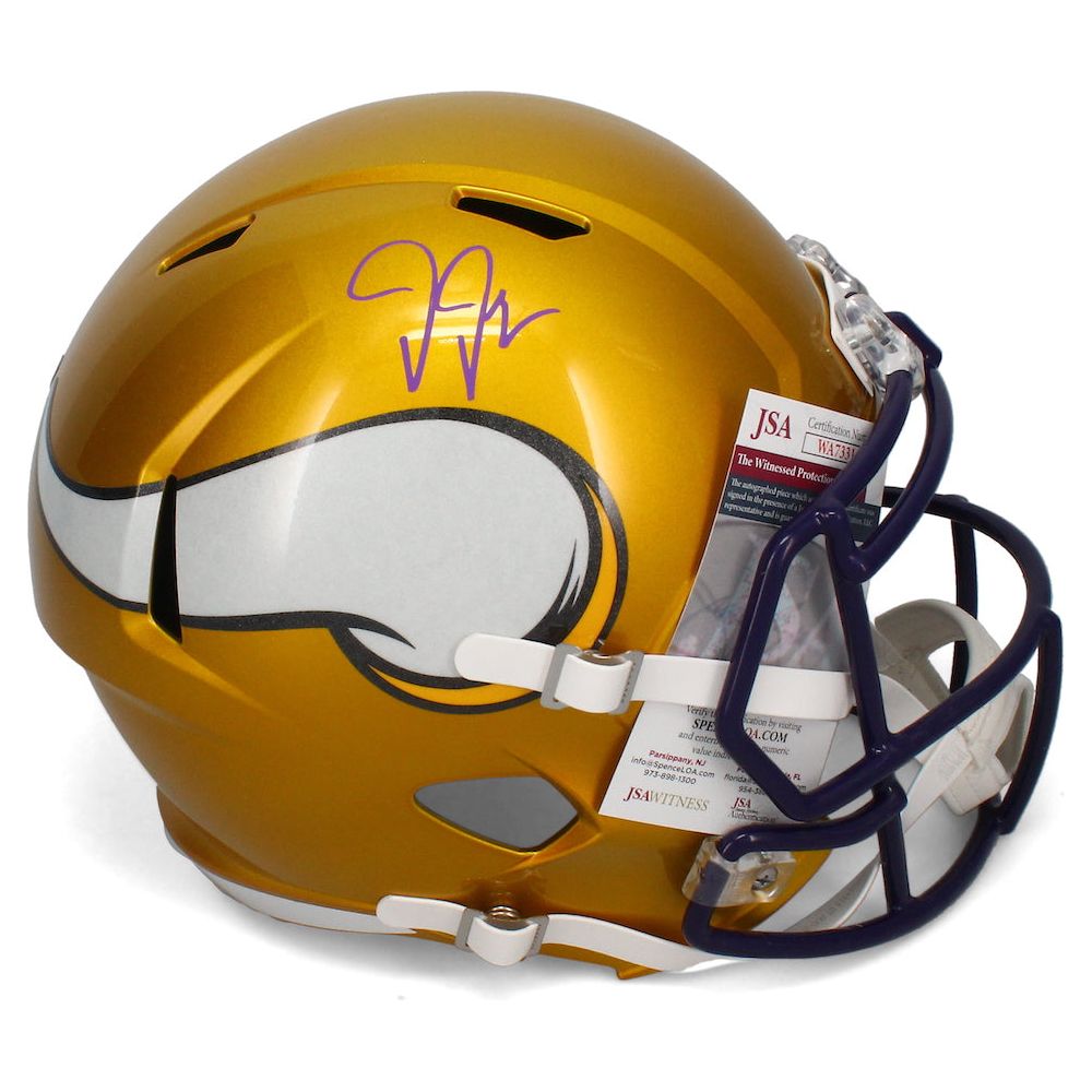 Justin Jefferson Autographed Minnesota Vikings Flash Full Size Speed Helmet JSA