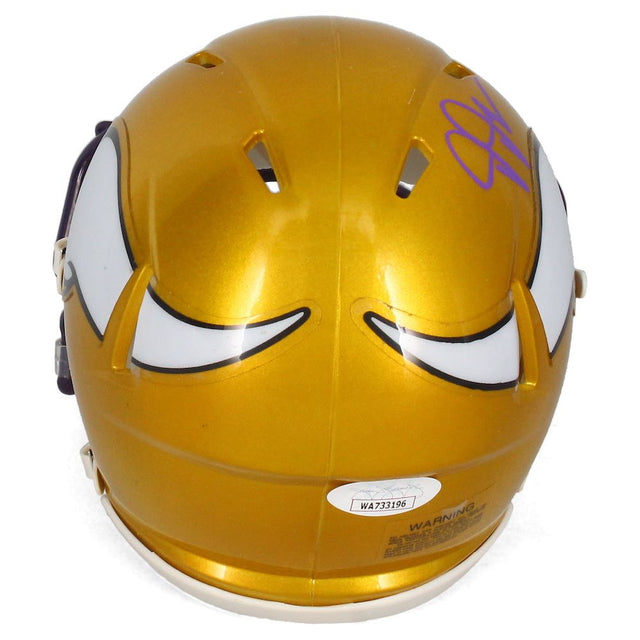 Justin Jefferson Autographed Minnesota Vikings Flash Mini Speed Helmet JSA