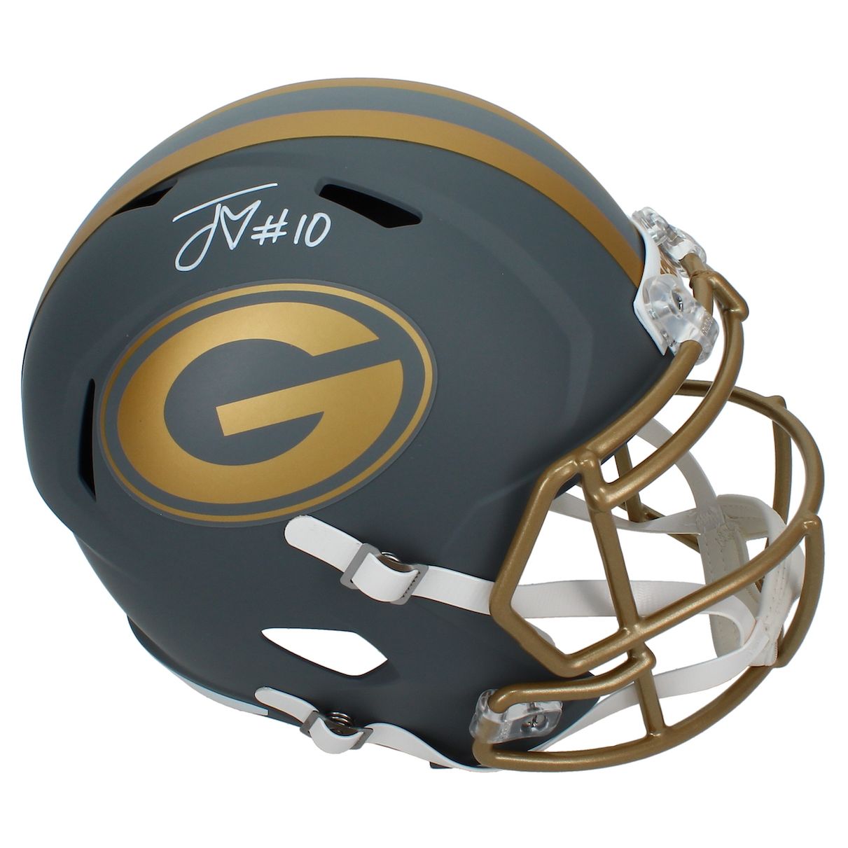 Jordan Love Autographed Green Bay Packers Slate Speed Full Size Helmet Beckett