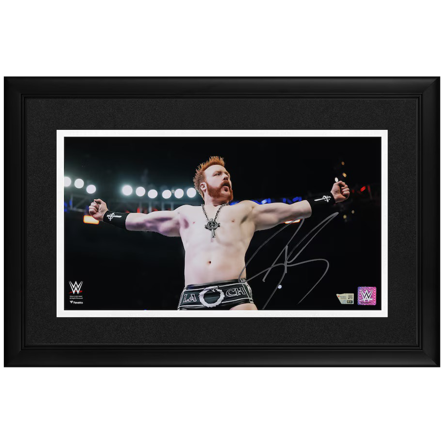 Sheamus Autographed "Arms Out / Celtic Cross" Framed 10" x 18" Display Fanatics