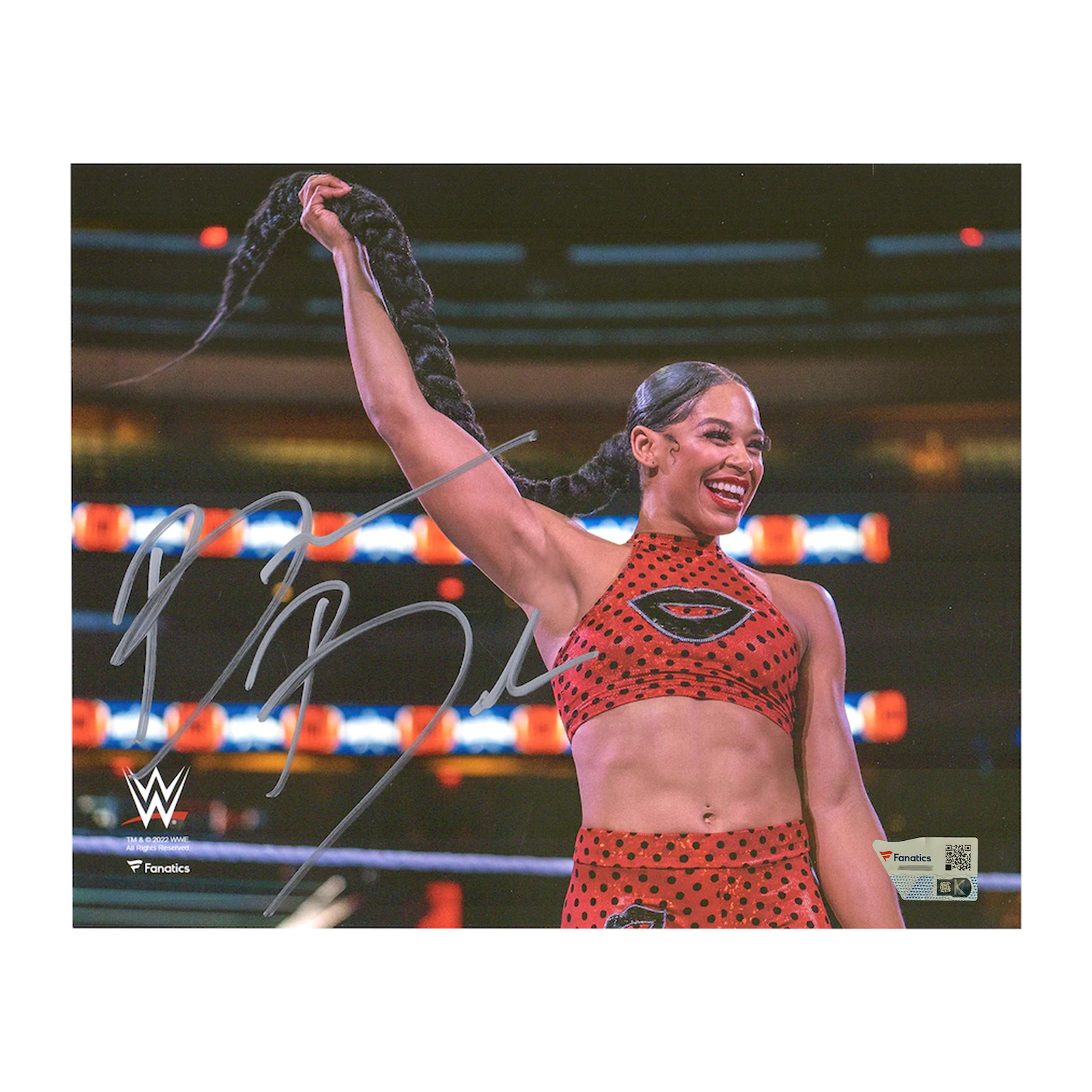 Bianca Belair Autographed WWE In Ring Whipping Hair 8" x 10" Photograph Fanatics